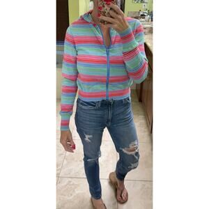 Dolls Kill x Chucky rainbow stripe zip hoodie small horror film knitted cotton